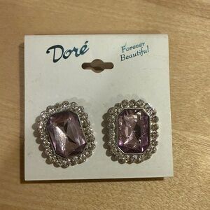 Vintage Dore Purple & Silver Women's Clip On Earrings